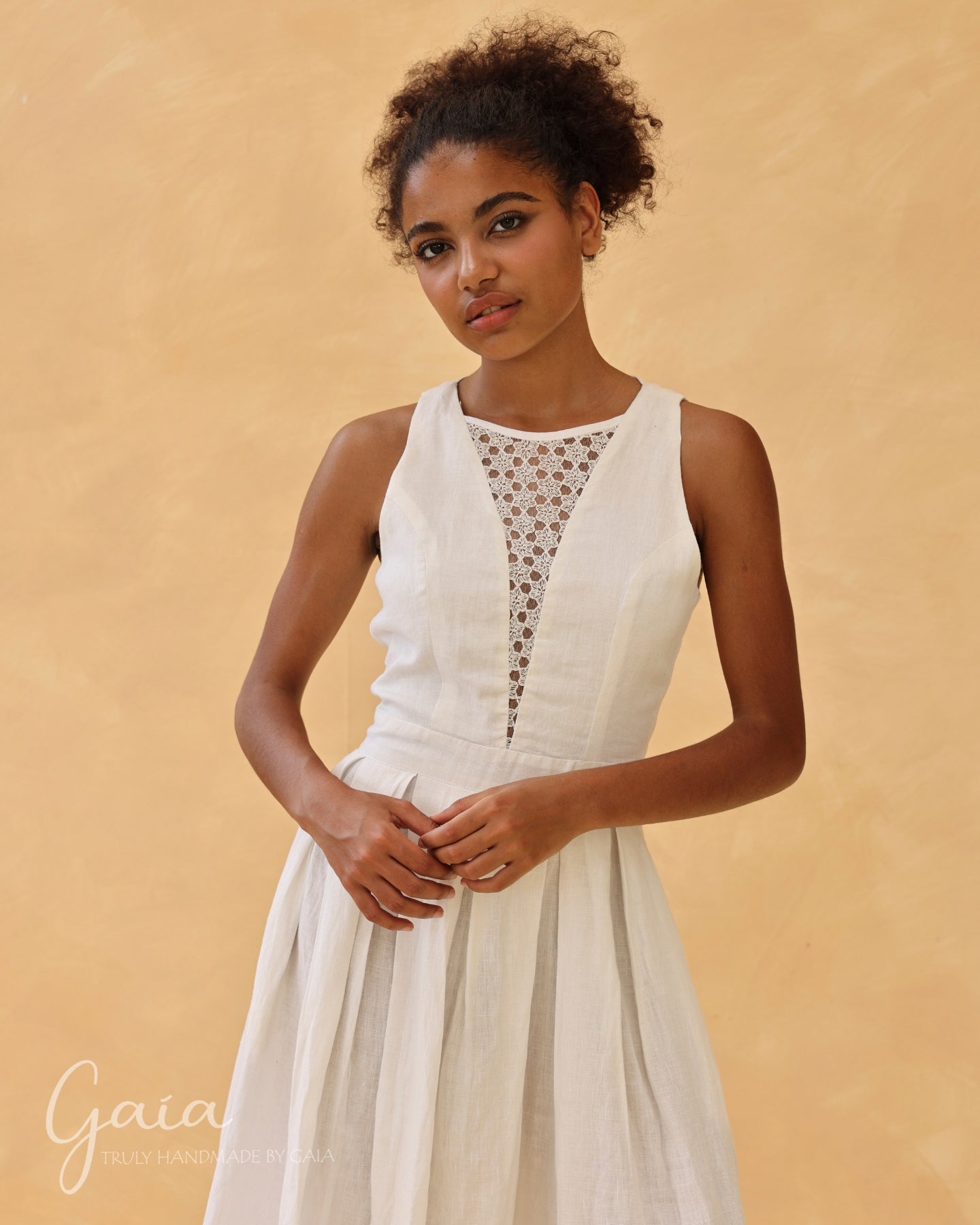 Linen wedding dress halter neck