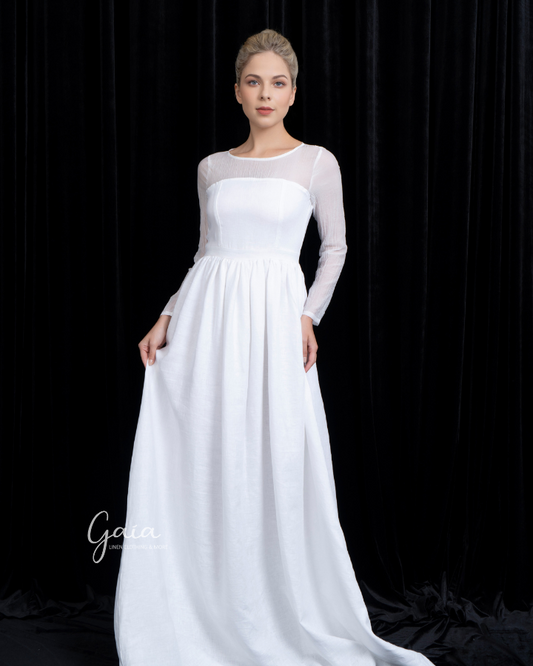 Linen wedding dress long sleeve Ethereal