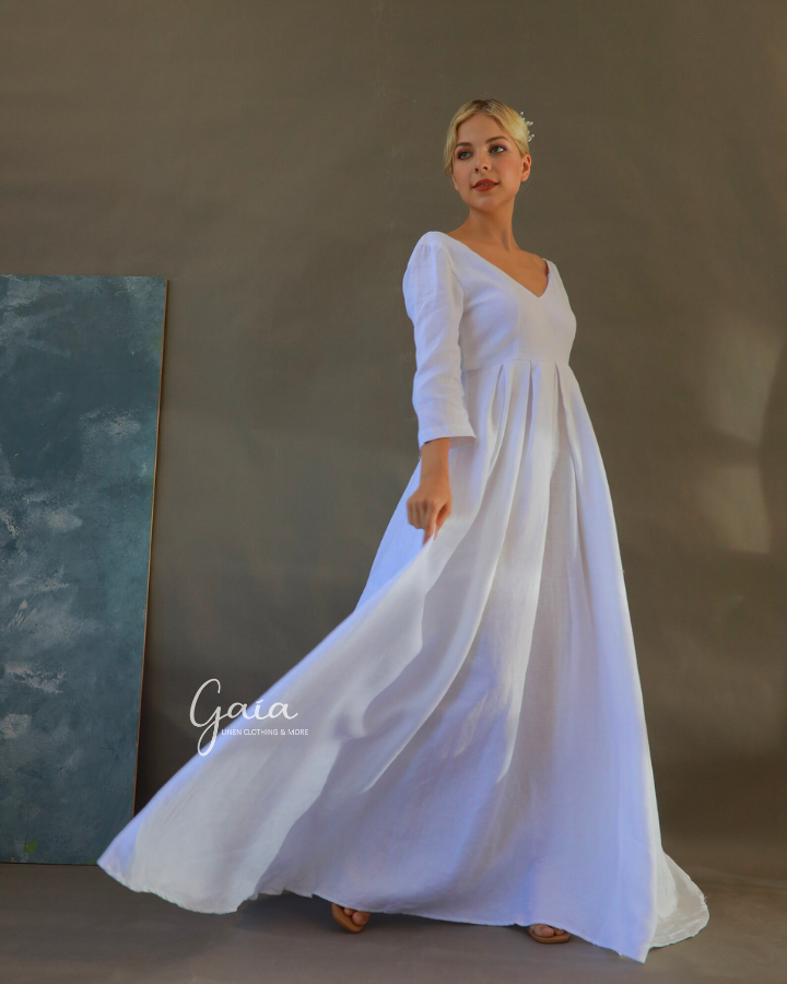 Linen wedding dress V-neck HANNIE Linen wedding dress V-neck HANNIE