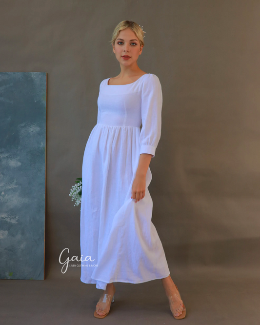Linen wedding simple gown