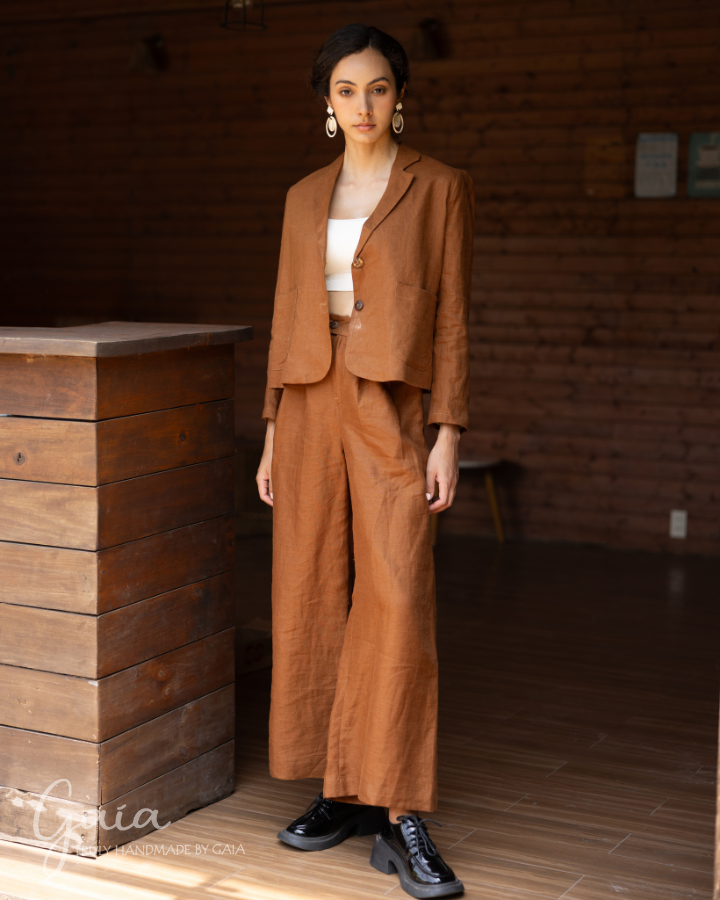 Linen women suit casual