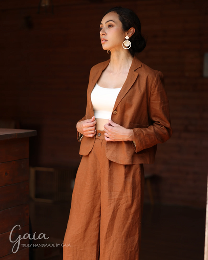 Linen women suit casual