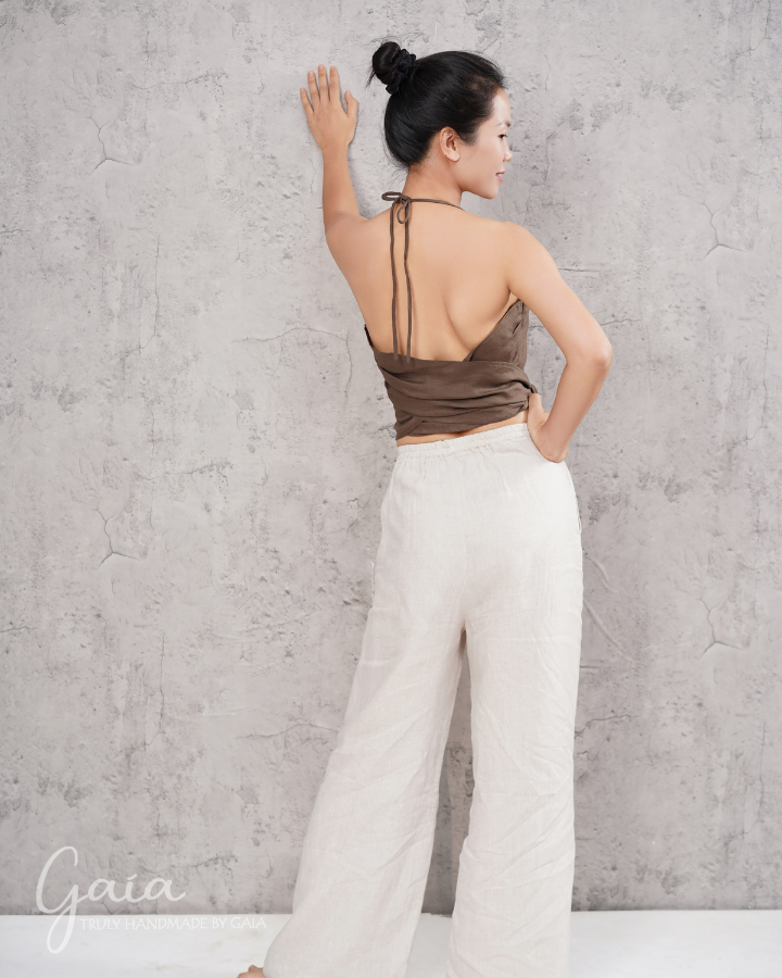 Linen wrap around yoga top