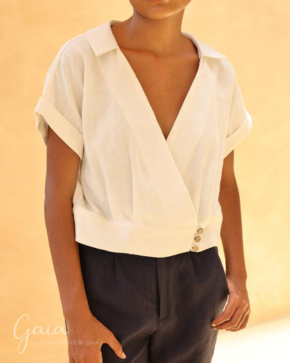 Linen wrap top