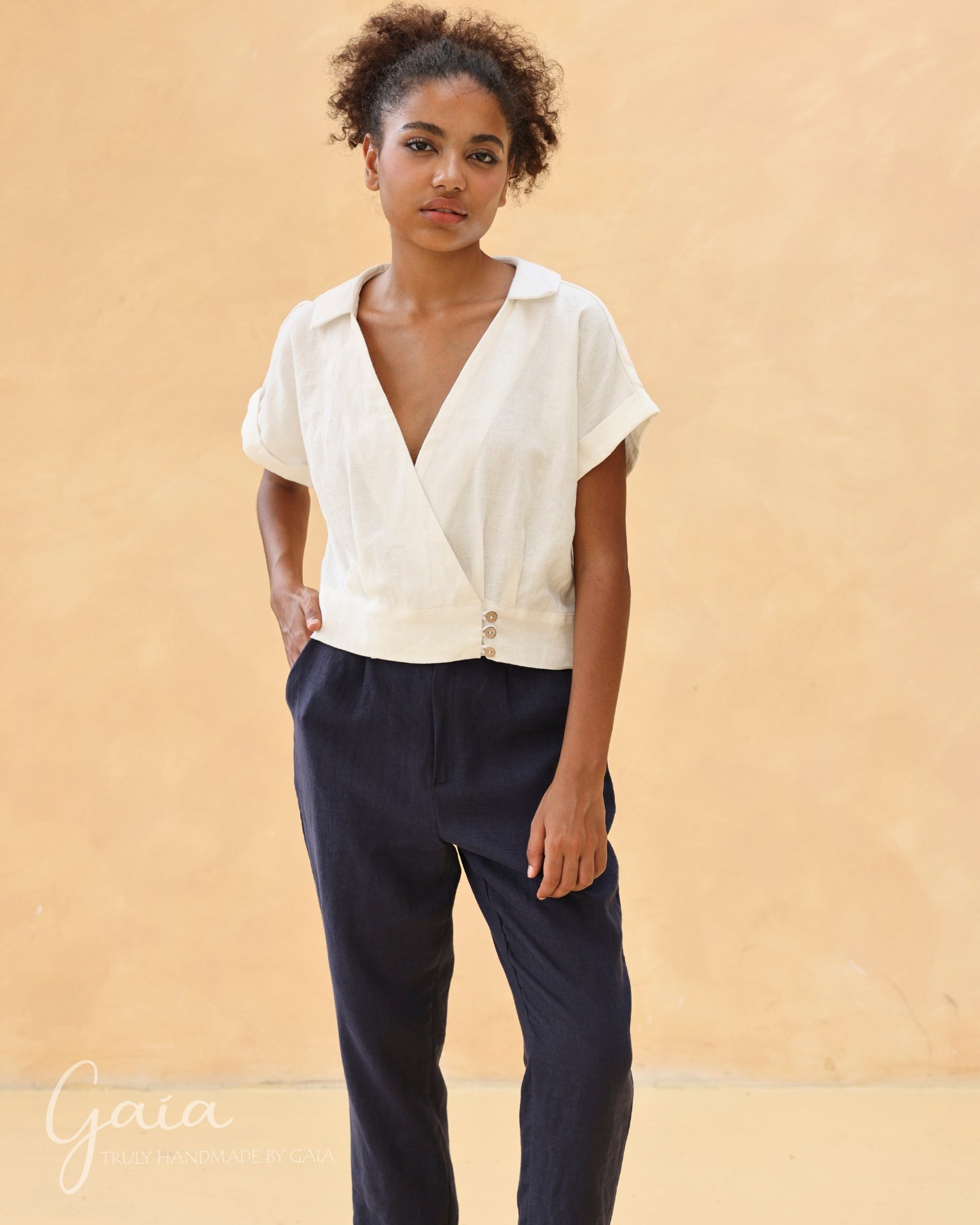 Linen wrap top