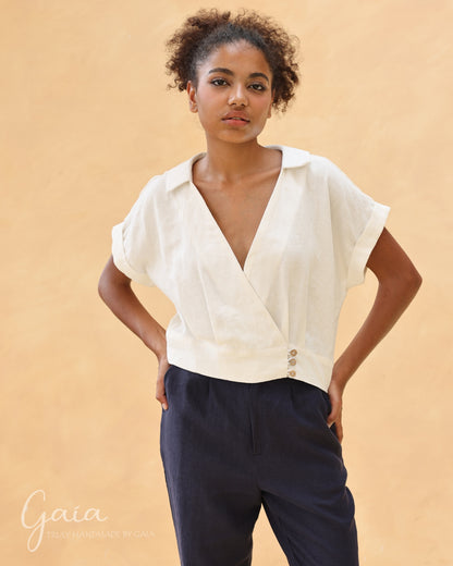 Linen wrap top