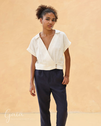 Linen wrap top