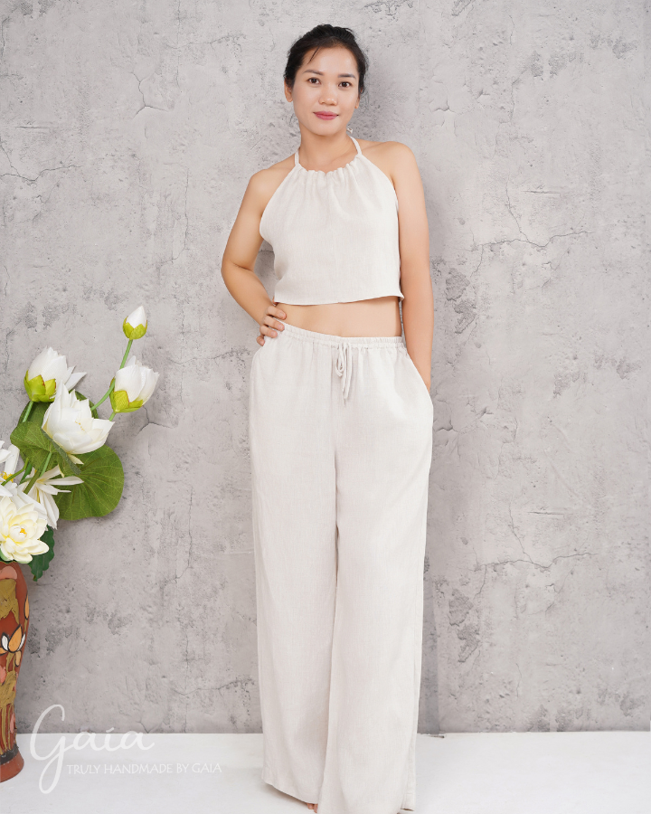 Linen yoga camisole crop top