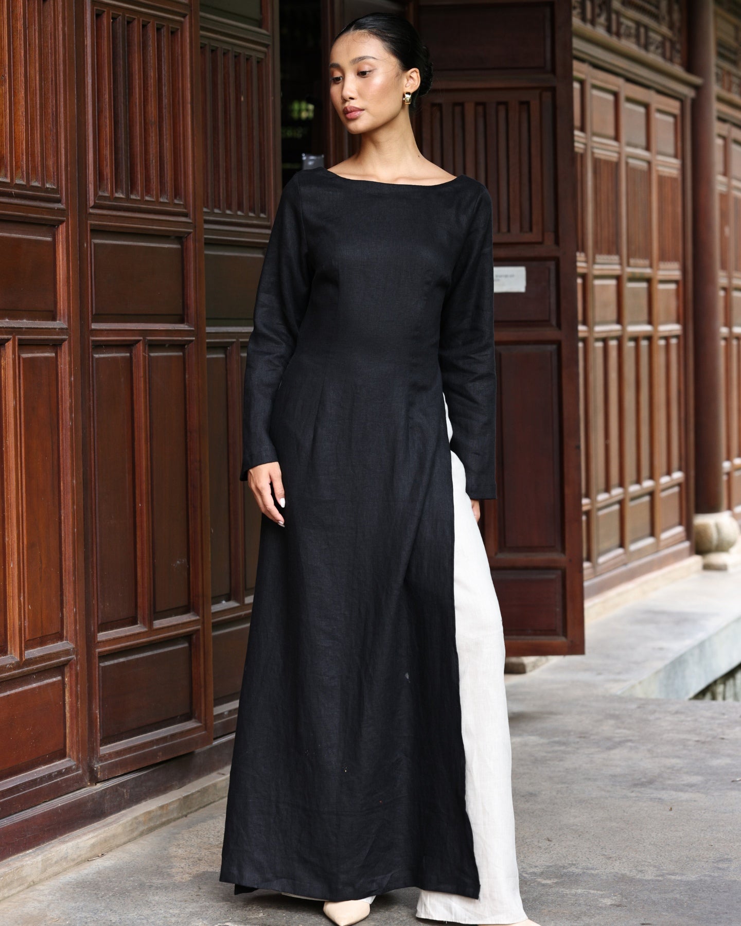 Long sleeve linen ao dai