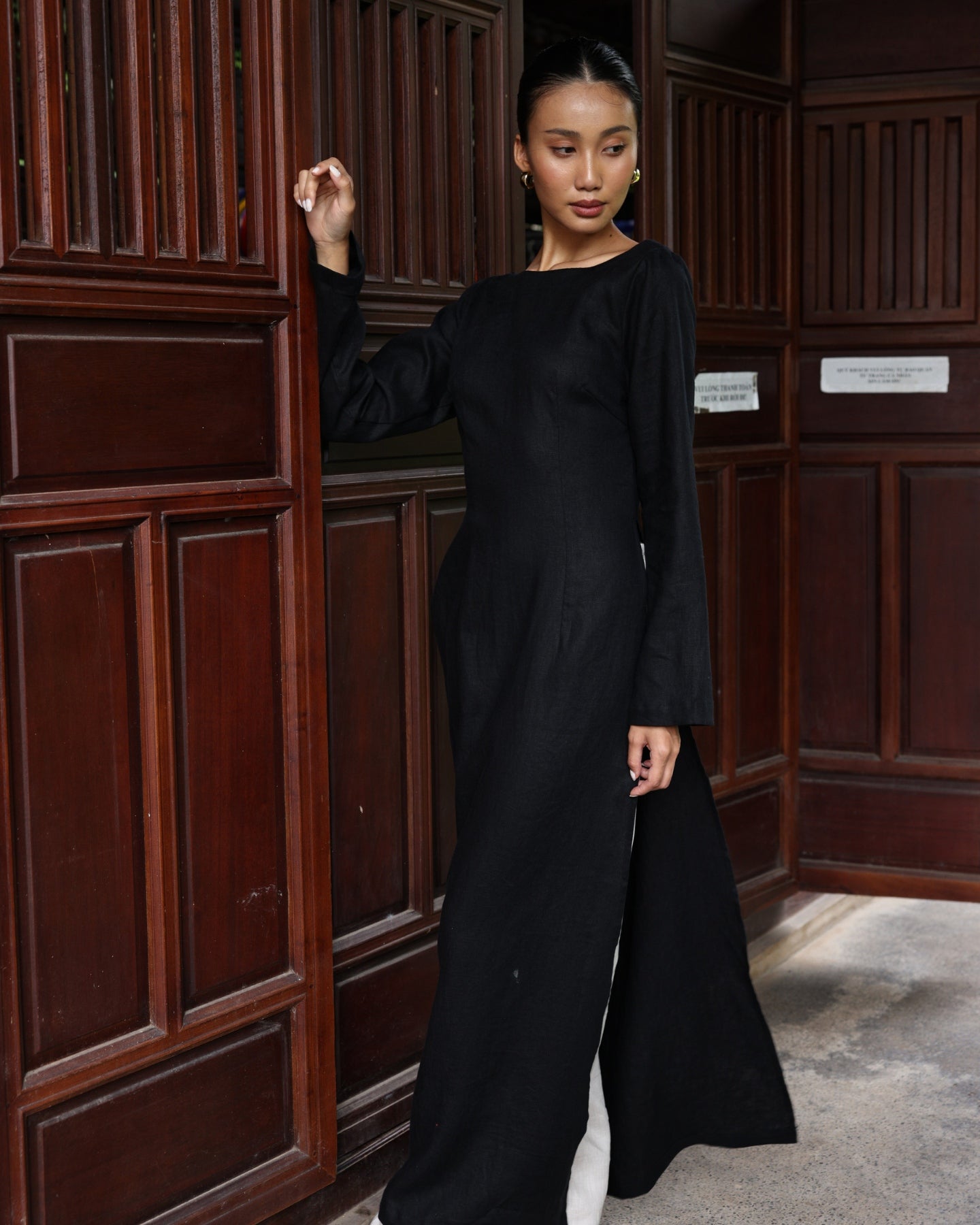 Long sleeve linen ao dai