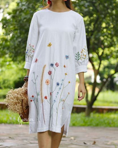 Embroidered long dress best sale