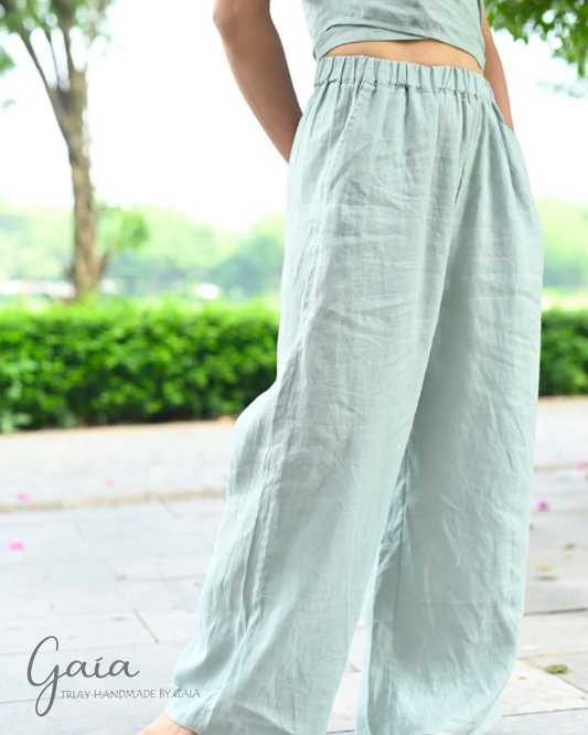 Linen loose yoga pants with pockets