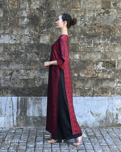 Mulberry red Ao Dai silk