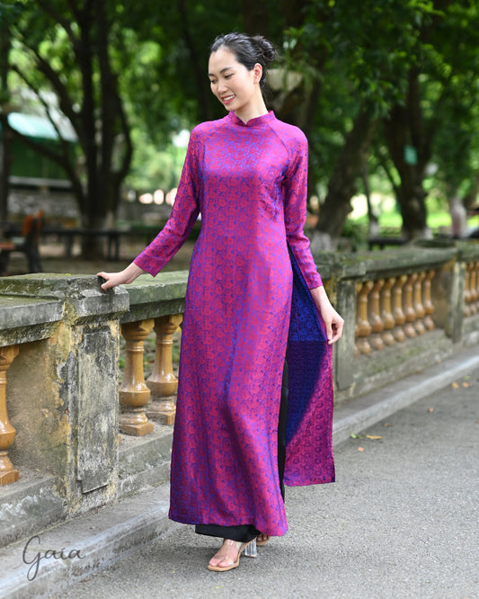 Mulberry silk Ao Dai purple