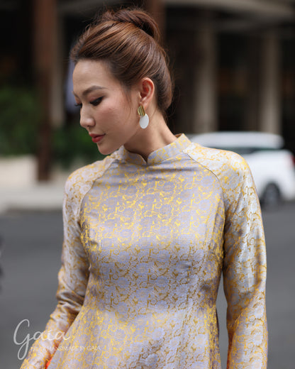 Mulberry silk gold Ao Dai wedding