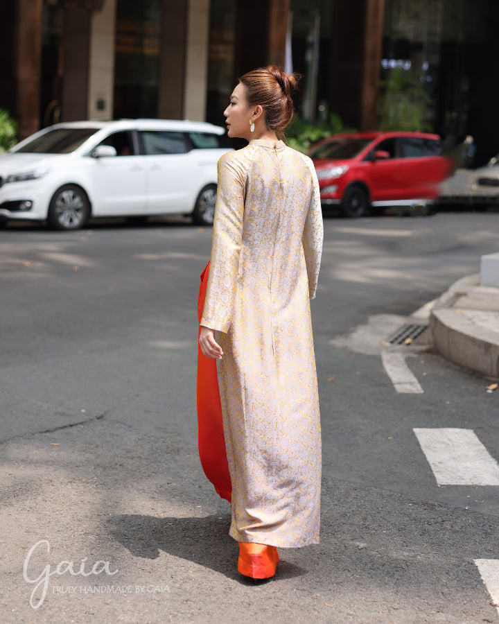 Mulberry silk gold Ao Dai wedding