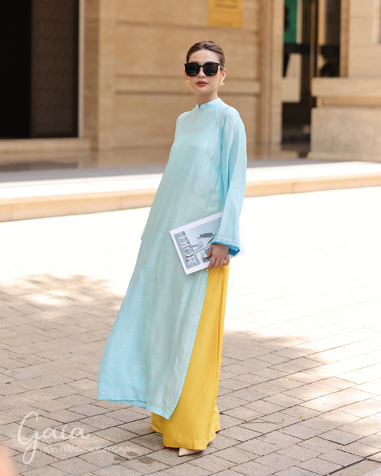 Mulberry silk long Vietnamese dress