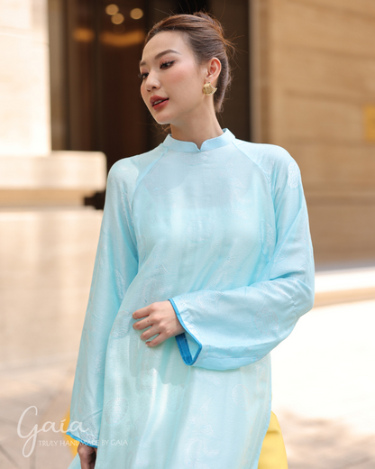 Mulberry silk long Vietnamese dress