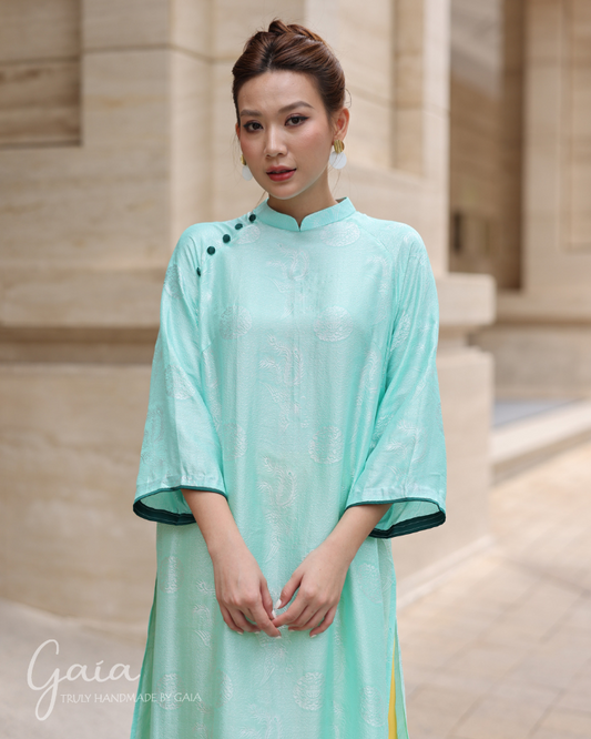 Mulberry silk modern Ao Dai dress