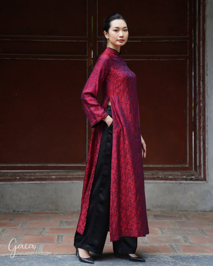 Mulberry silk red Ao Dai Vietnamese dress Ao Dai Only Mulberry silk red Ao Dai Vietnamese dress Ao Dai Only