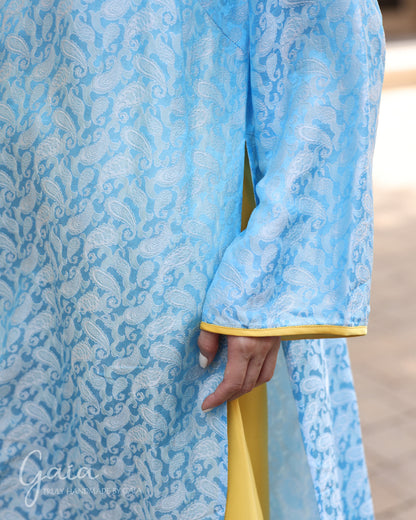 Mulberry silk Vietnamese Ao Dai blue