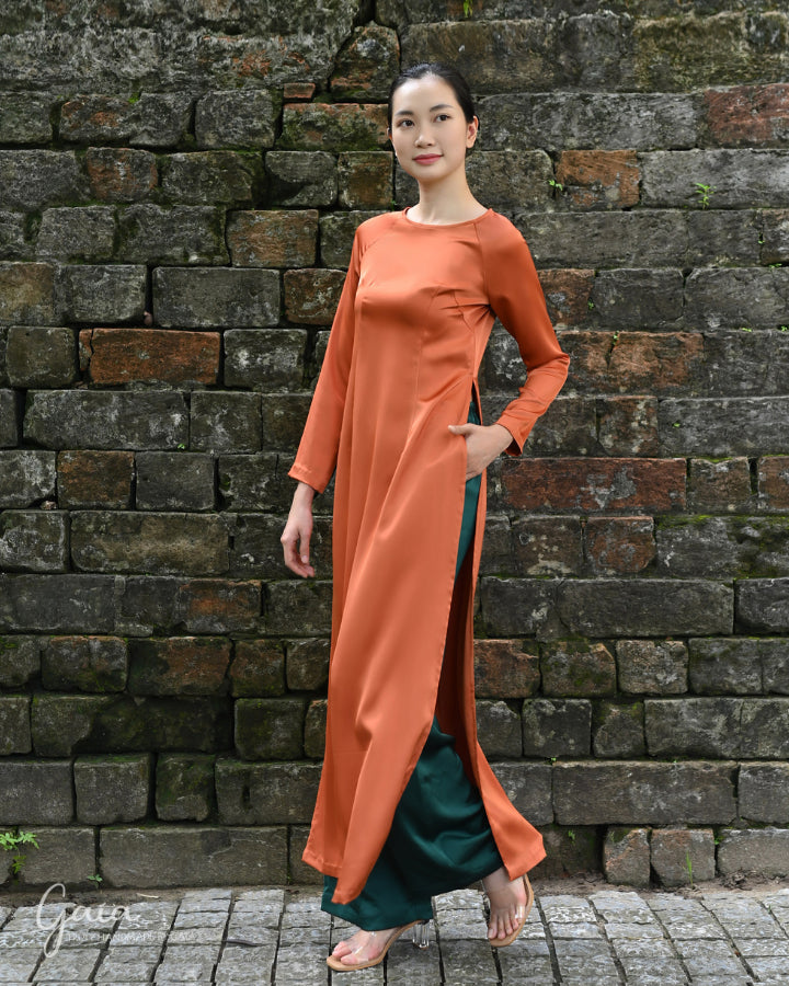 Mulberry silk Vietnamese dress