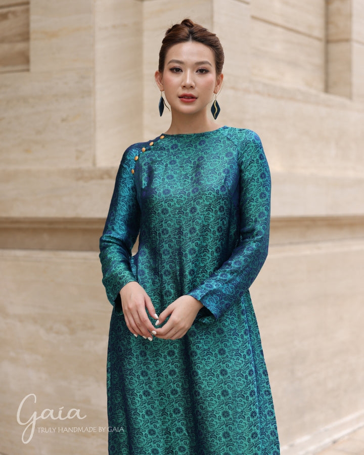 Mulberry silk Vietnamese tunic dress