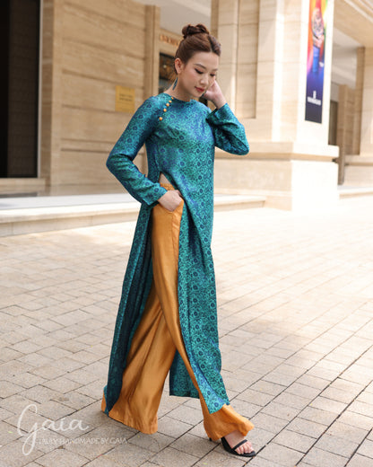 Mulberry silk Vietnamese tunic dress