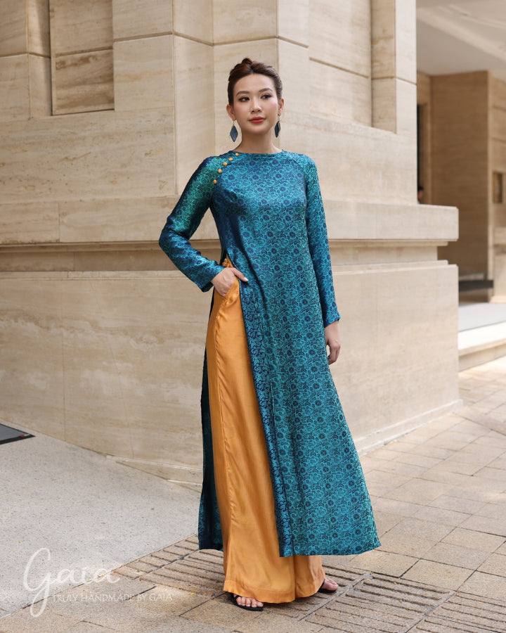 Mulberry silk Vietnamese tunic dress