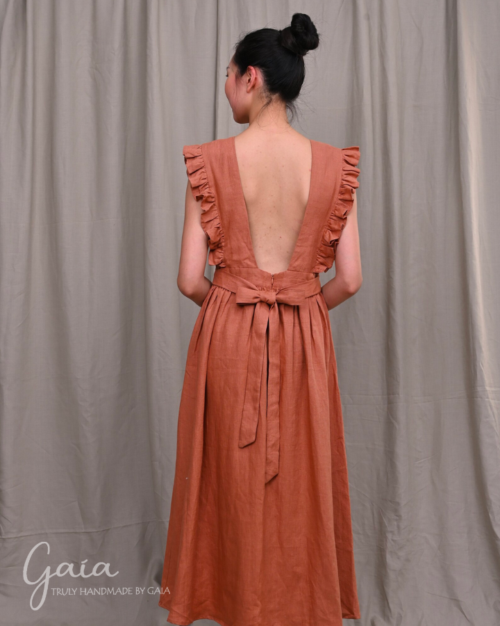 Open back linen dress