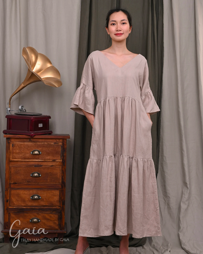 Oversize linen maxi dress