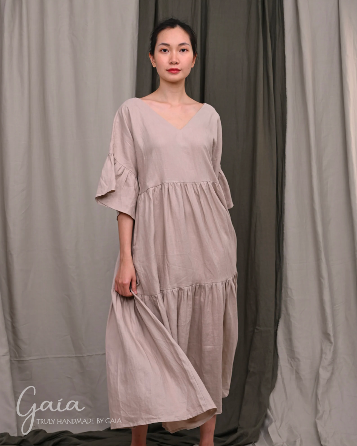 Oversize linen maxi dress