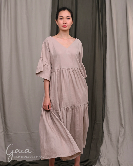 Oversize linen maxi dress