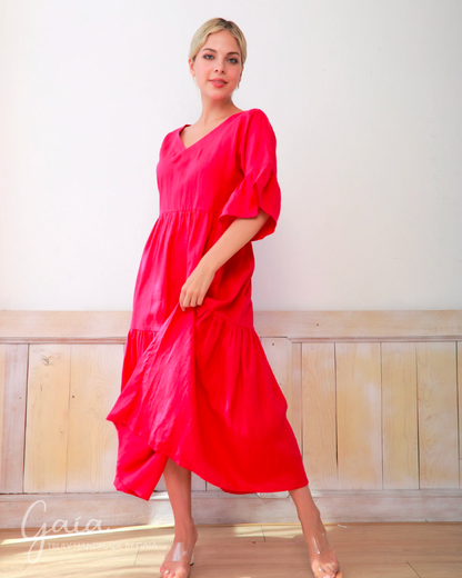 Oversize linen maxi dress