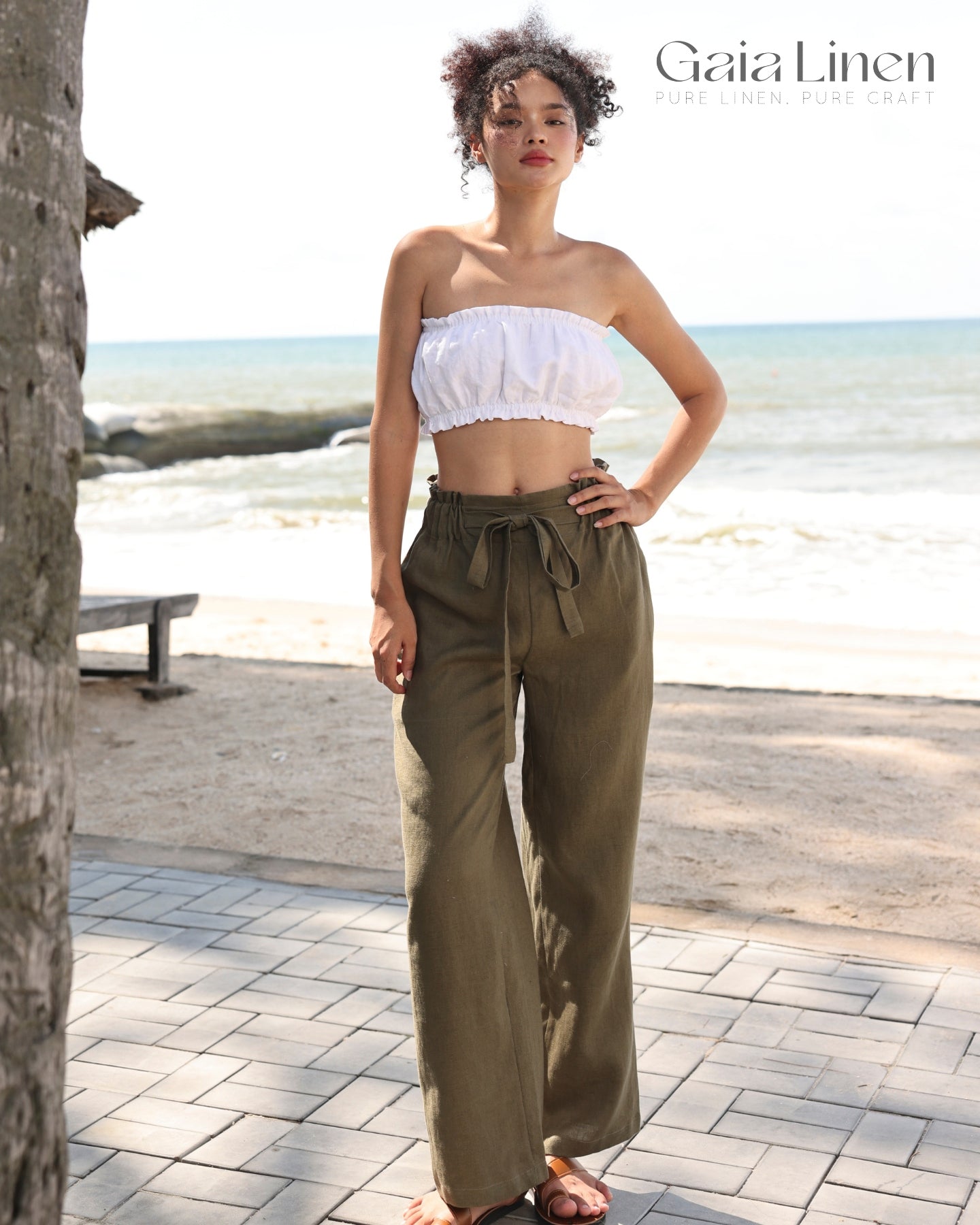 Paper bag linen pants