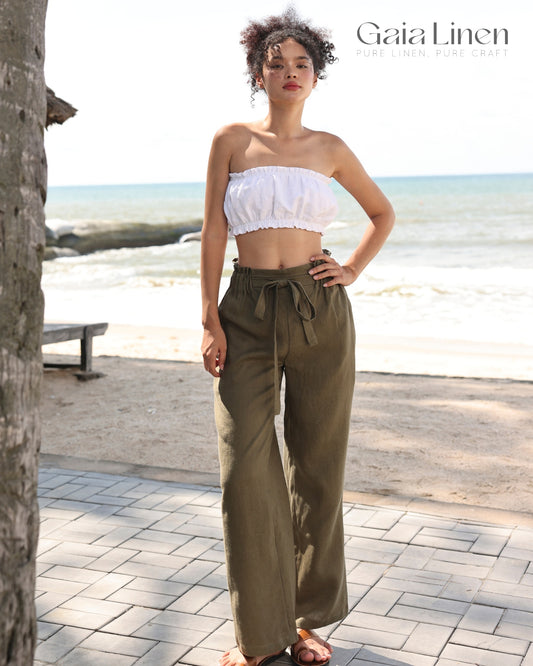 Paper bag linen pants