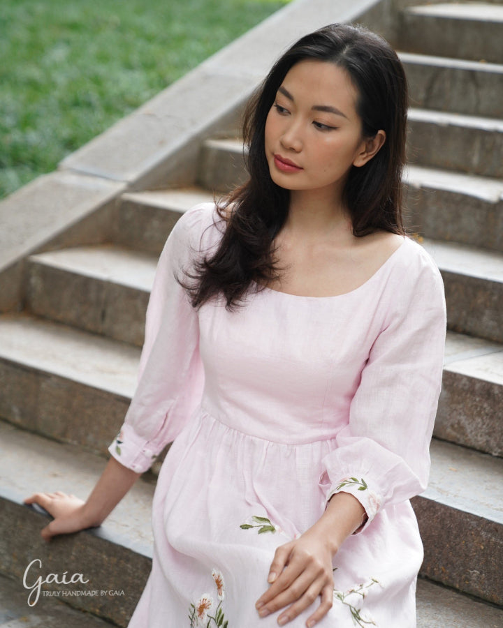 Pink casual linen wedding dress KINSLEY Pink casual linen wedding dress KINSLEY