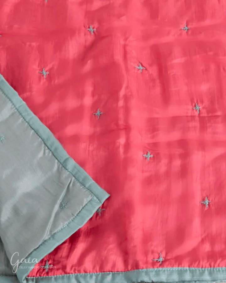 Hand-stitched pink mulberry baby silk blanket