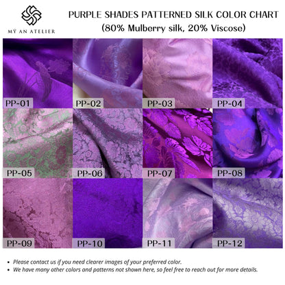 Purple patterned mulberry silk