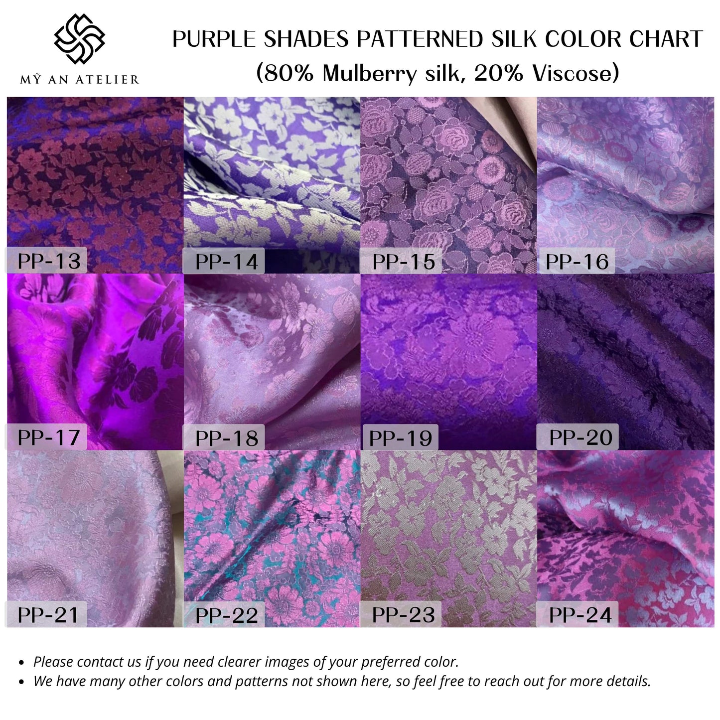 Purple patterned mulberry silk