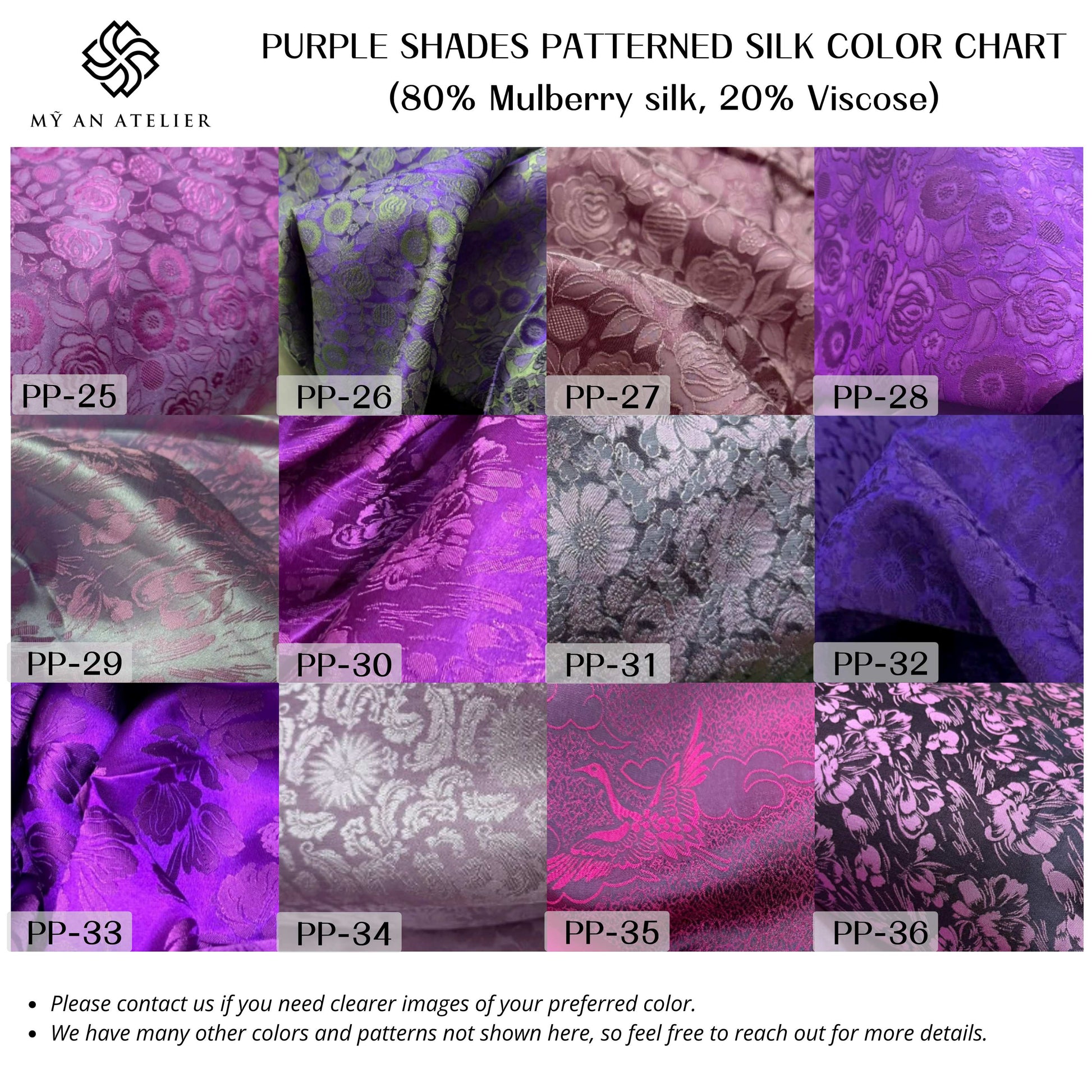 Purple patterned mulberry silk