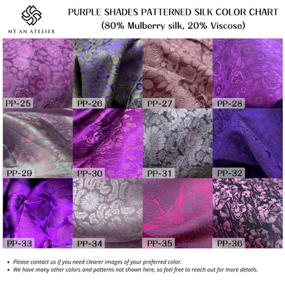 Purple patterned mulberry silk