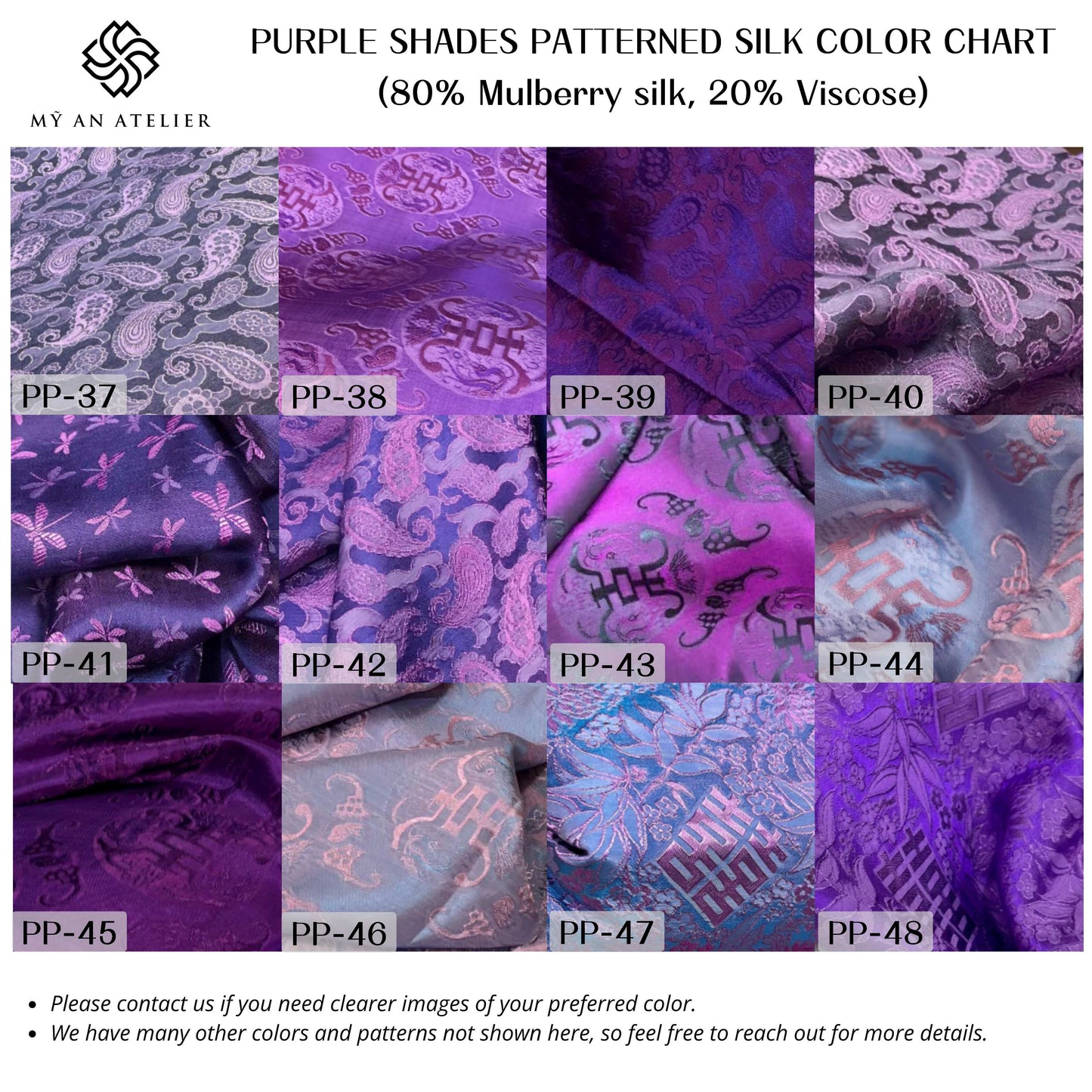 Purple patterned mulberry silk