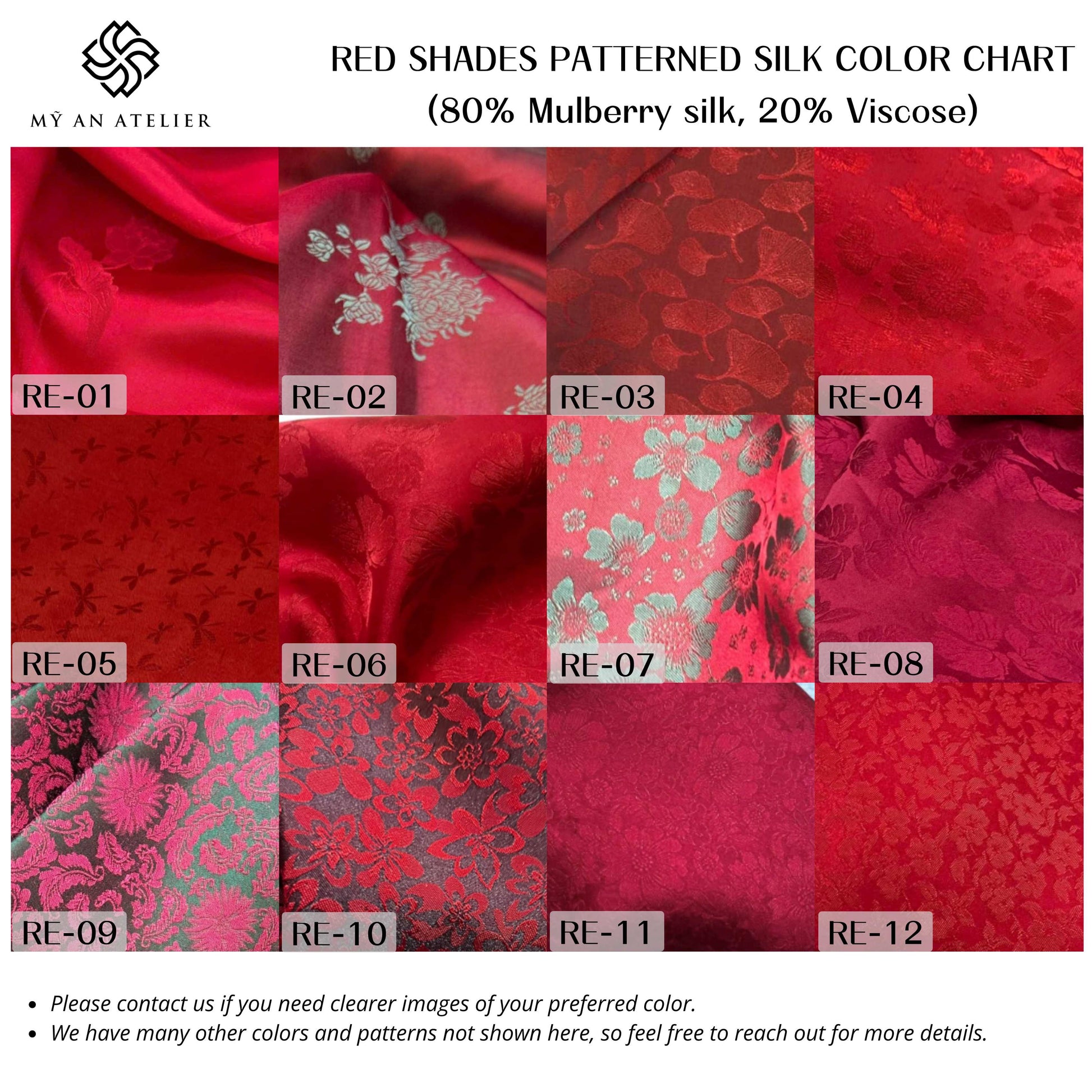 Red patterned mulberry silk