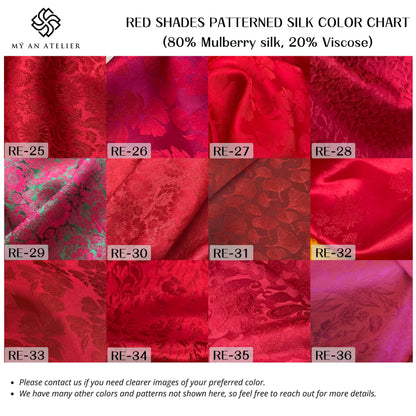 Red patterned mulberry silk