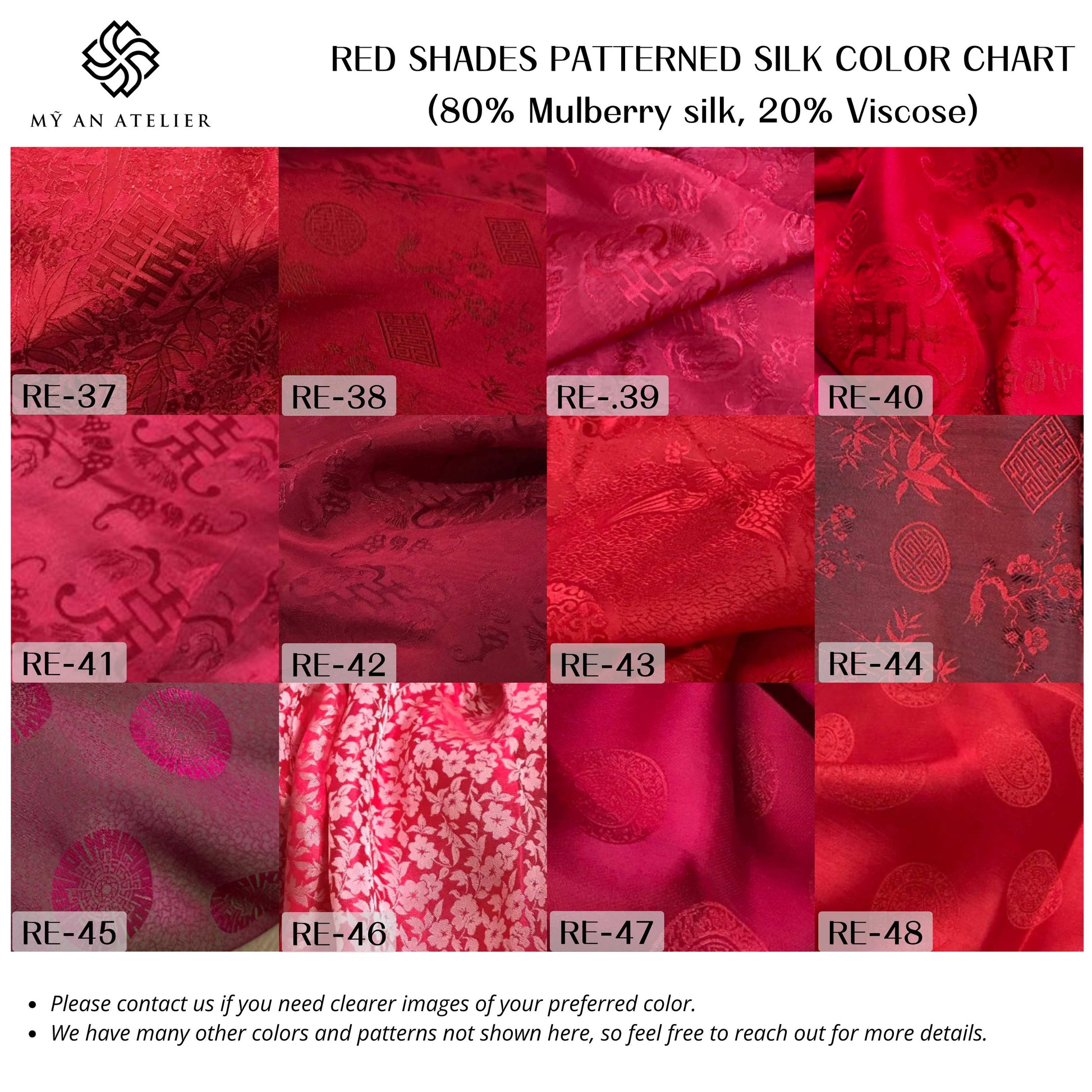 Red patterned mulberry silk