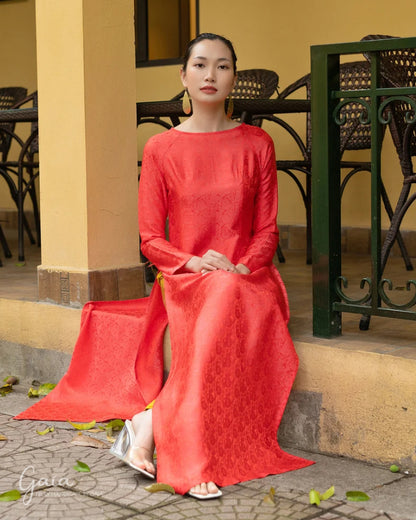 Red Vietnam mulberry silk dress