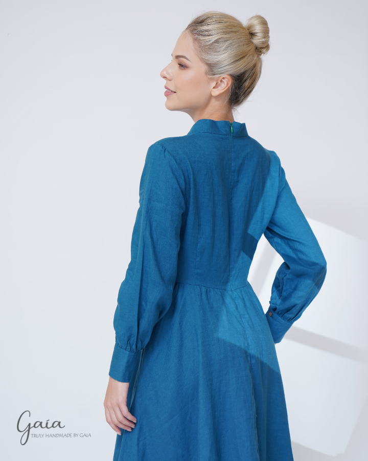 Royal blue linen dress SASHA