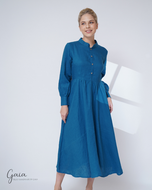 Royal blue linen dress SASHA