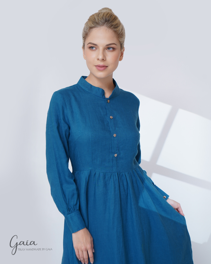 Royal blue linen dress SASHA Royal blue linen dress SASHA